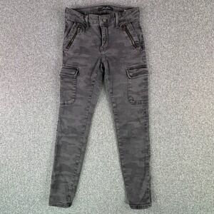 Mavi Jeans Pants Womens 25 Juliette Skinny Cargo Gray Camo Zip Accent